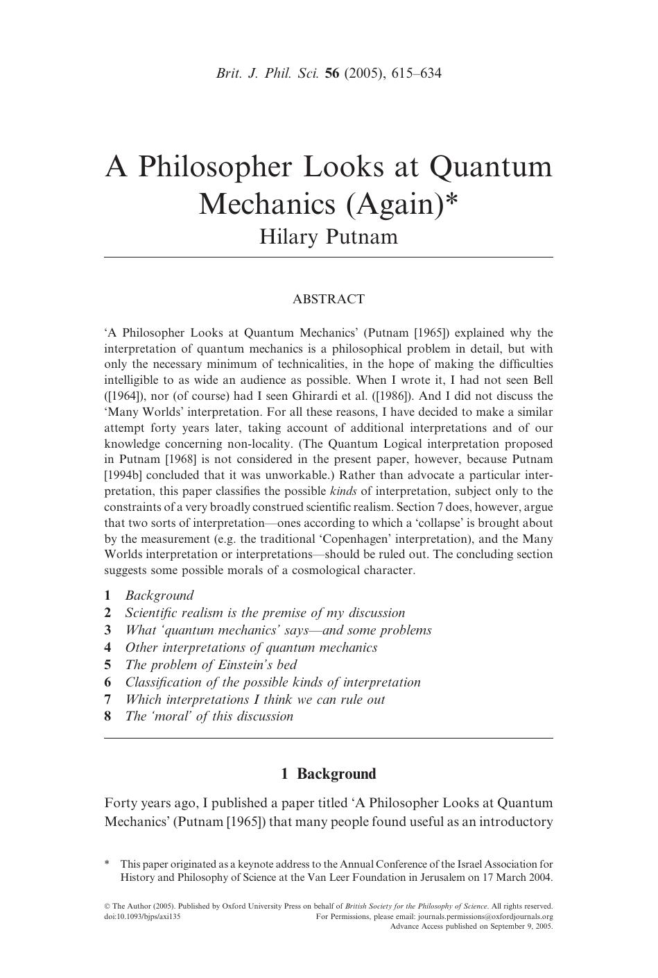 Philosopher Looks At Quantum Mechanics [Again] by Unknown