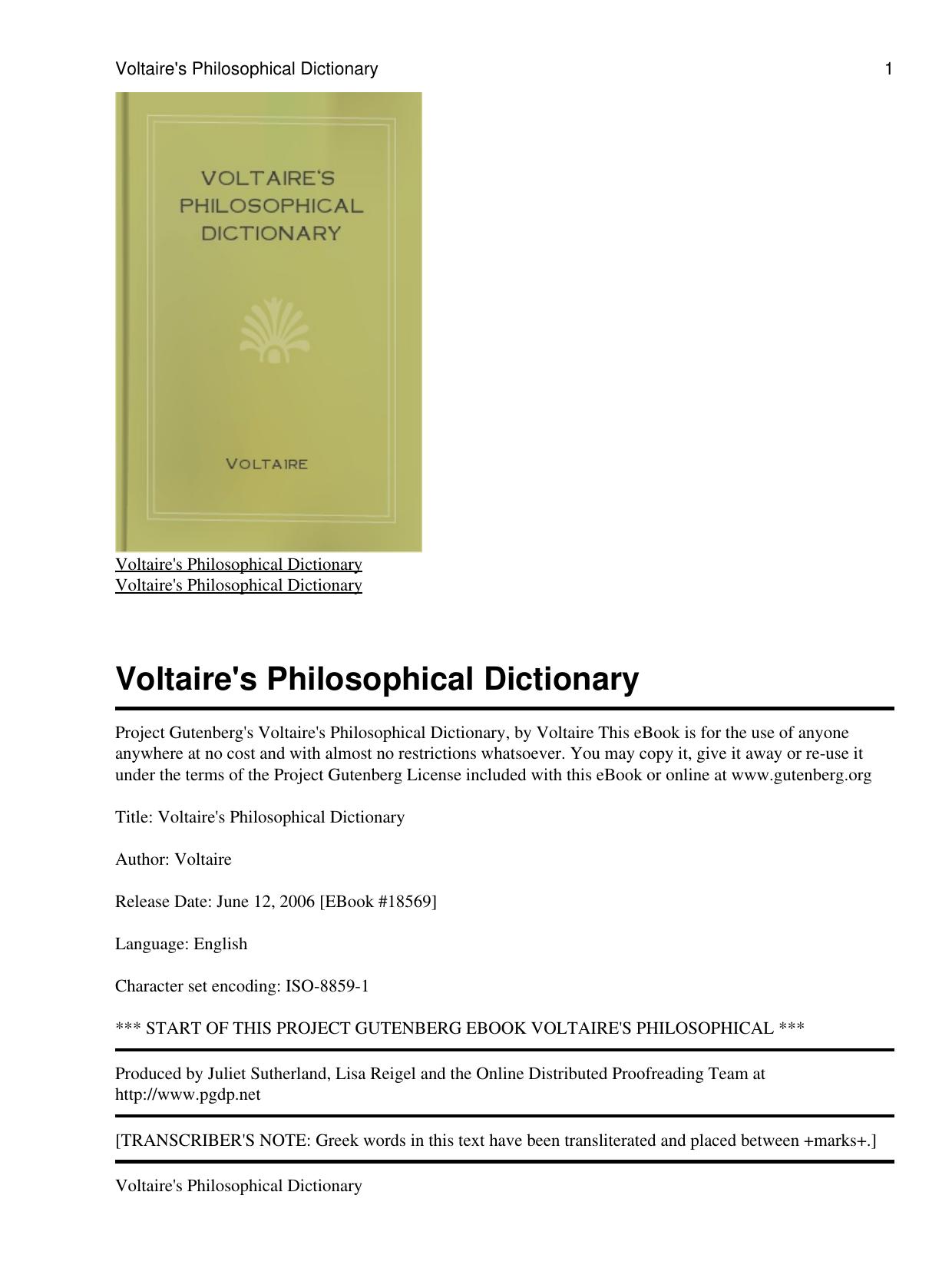 Philosophical Dictionary by Voltaire