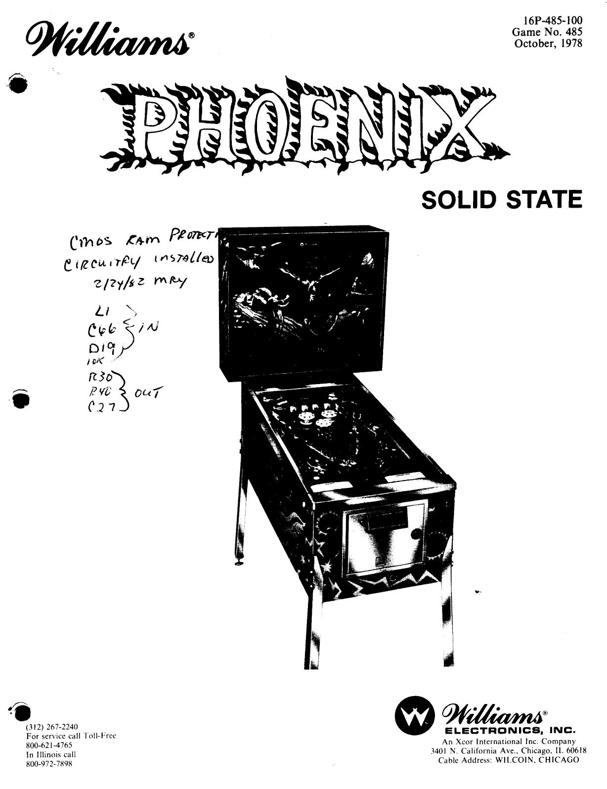 Phoenix Operators Manual by Williams Electronics Inc