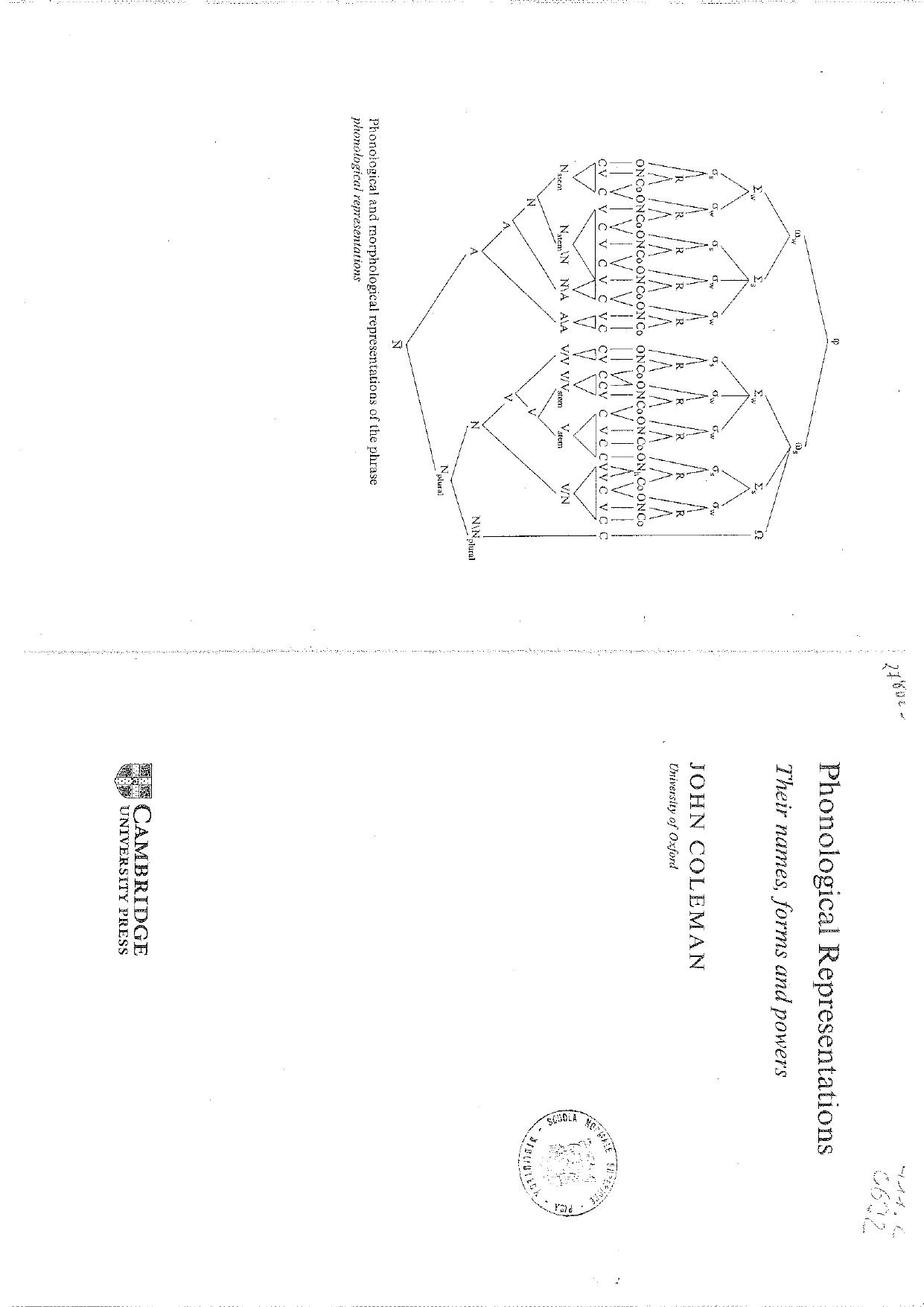 Phonological Representations: Their Names, Forms and Powers by John Coleman