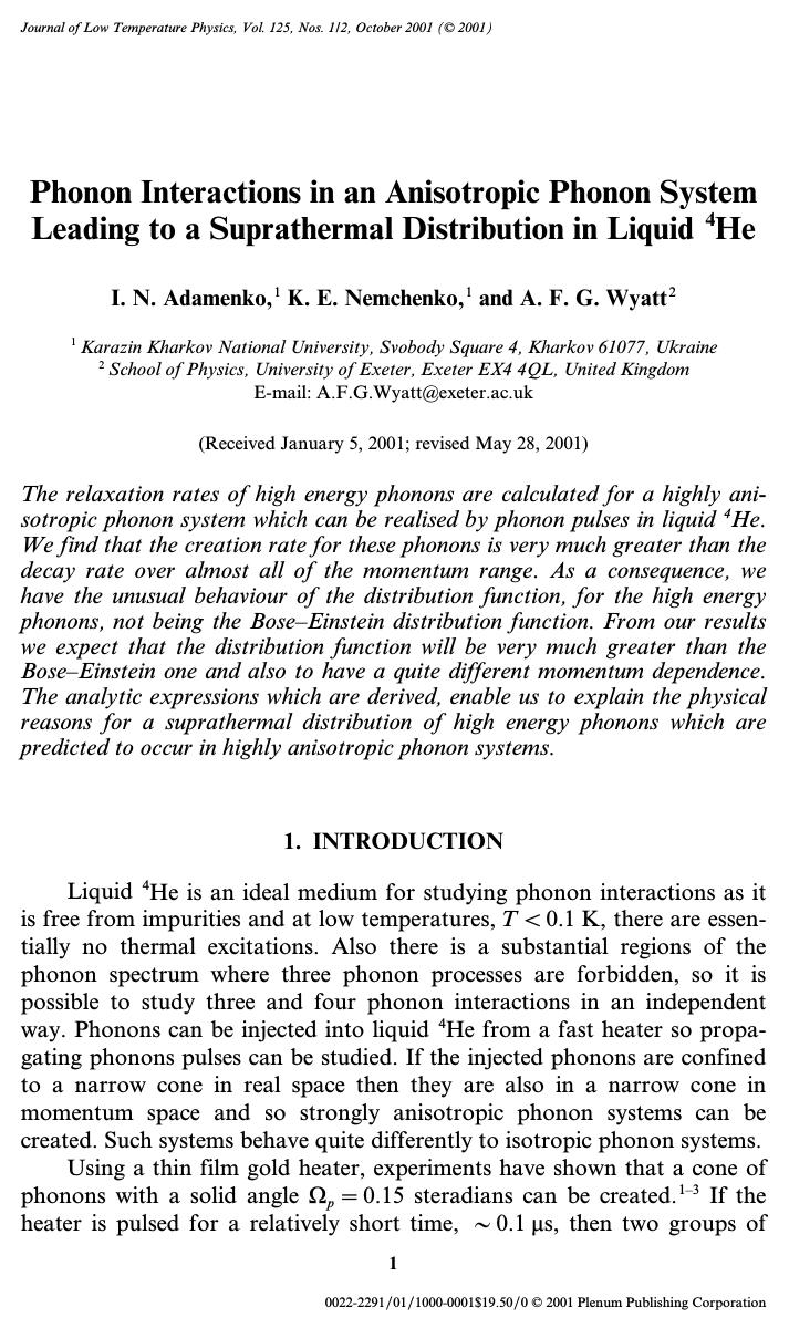 Phonon Interactions in an Anisotropic Phonon System Leading to a Suprathermal Distribution in Liquid 4He by Unknown