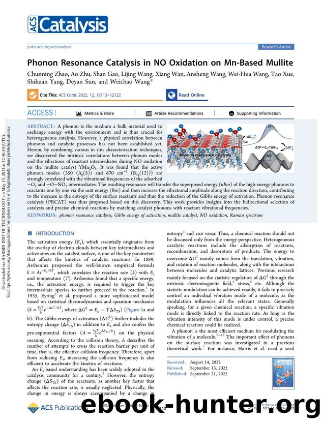 Phonon Resonance Catalysis in NO Oxidation on Mn-Based Mullite by unknow