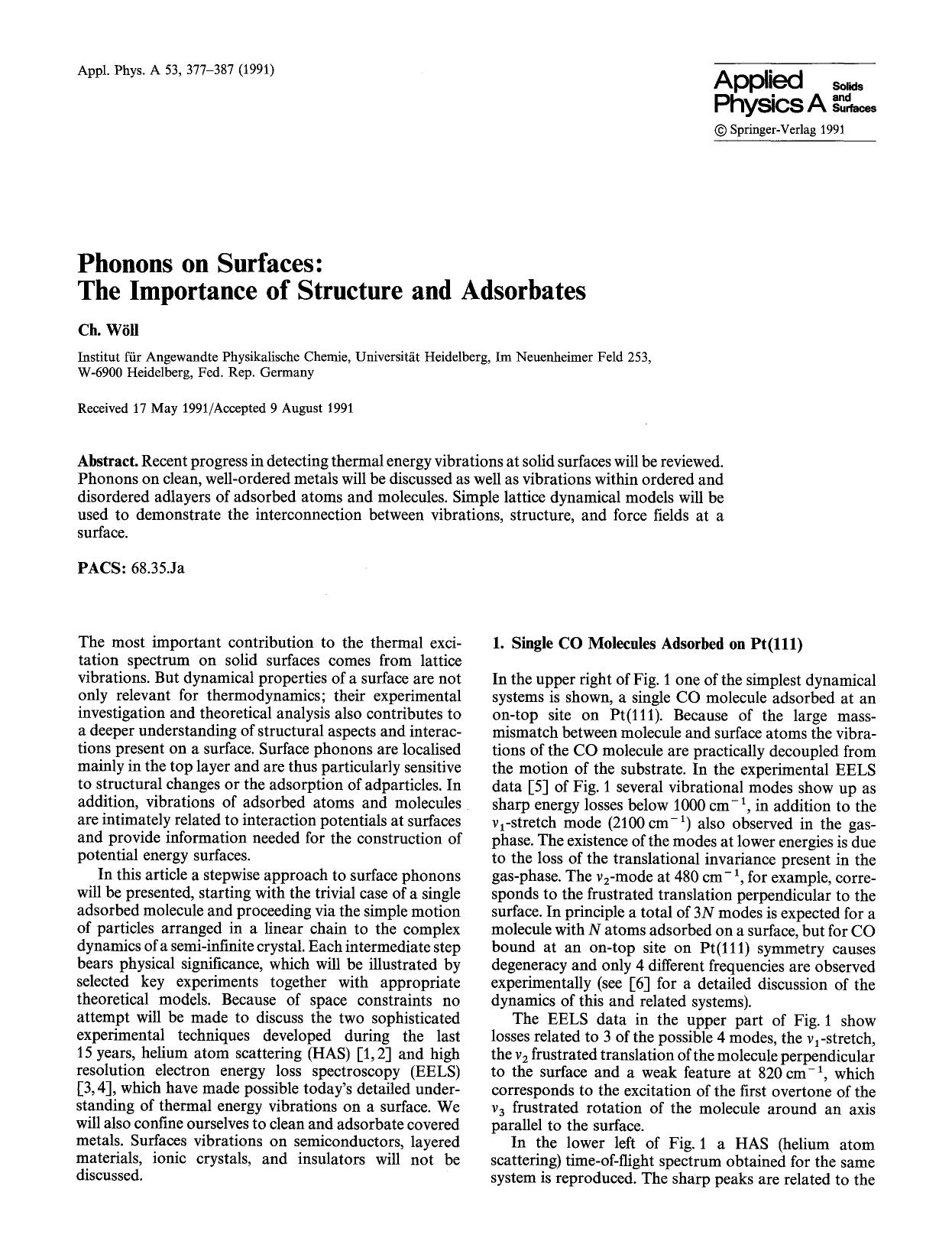 Phonons on surfaces: The importance of structure and adsorbates by Unknown