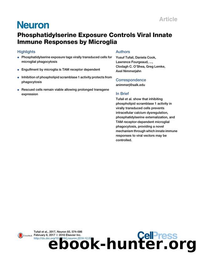 Phosphatidylserine Exposure Controls Viral Innate Immune Responses by Microglia by unknow