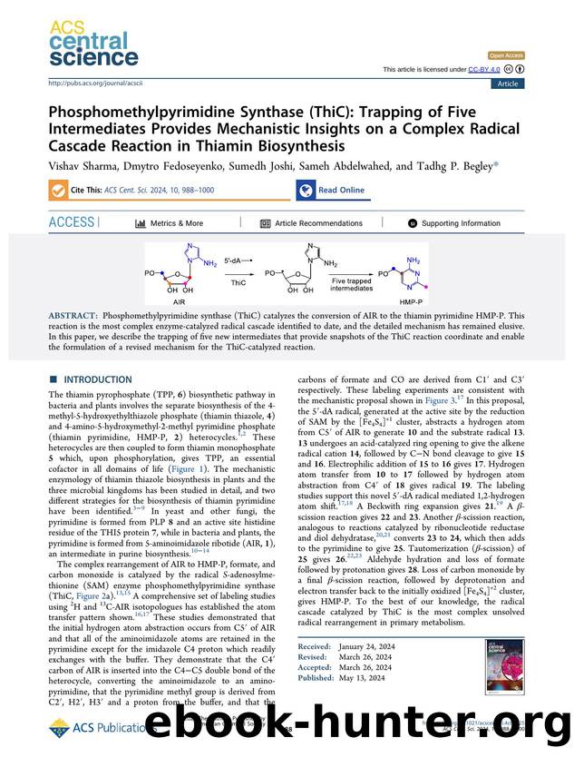 Phosphomethylpyrimidine Synthase (ThiC): Trapping of Five Intermediates Provides Mechanistic Insights on a Complex Radical Cascade Reaction in Thiamin Biosynthesis by unknow