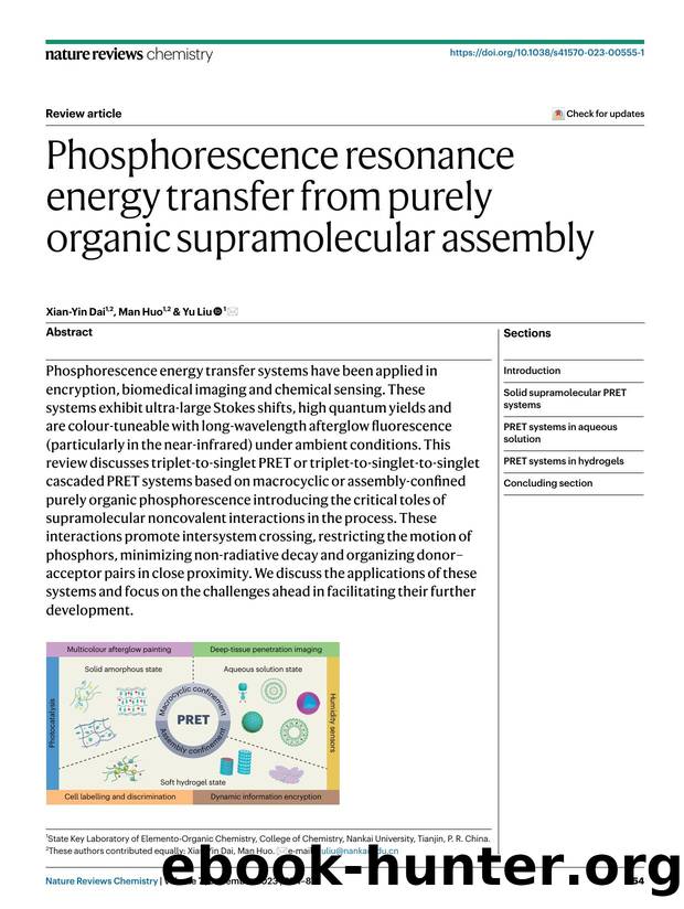 Phosphorescence resonance energy transfer from purely organic supramolecular assembly by Xian-Yin Dai & Man Huo & Yu Liu