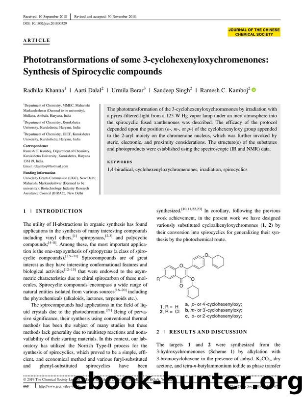 Photo-transformations of some 3-Cyclohexenyloxychromenones: Synthesis of Spirocyclic Compounds by Unknown