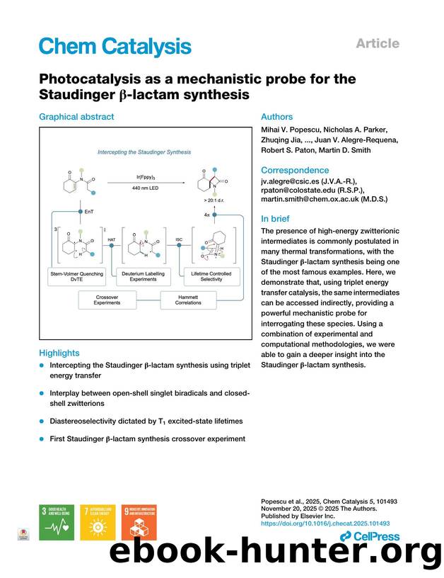 Photocatalysis as a mechanistic probe for the Staudinger Î²-lactam synthesis by unknow