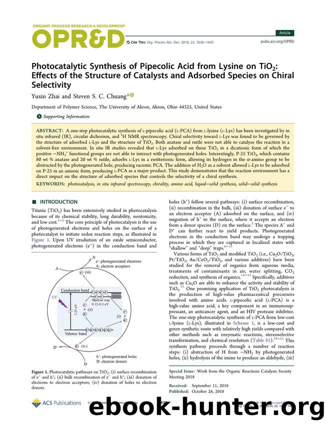 Photocatalytic Synthesis of Pipecolic Acid from Lysine on TiO2: Effects of the Structure of Catalysts and Adsorbed Species on Chiral Selectivity by Yuxin Zhai; Steven S. C. Chuang