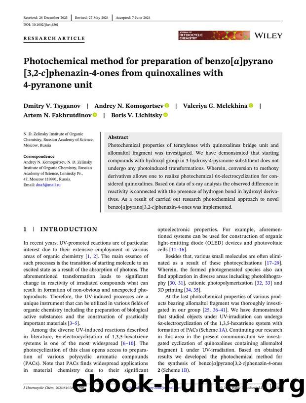 Photochemical method for preparation of benzo[a]pyrano[3,2âc]phenazinâ4âones from quinoxalines with 4âpyranone unit by Unknown