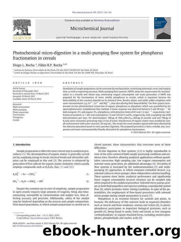 Photochemical micro-digestion in a multi-pumping flow system for phosphorus fractionation in cereals by Diogo L. Rocha & Fábio R.P. Rocha