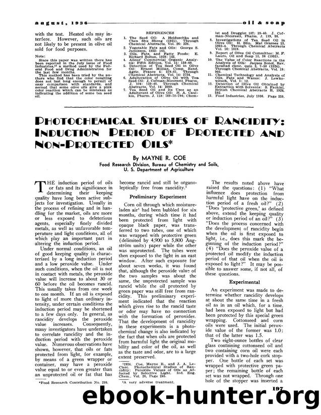 Photochemical studies of rancidity: Induction period of protected and non-protected oils by Unknown