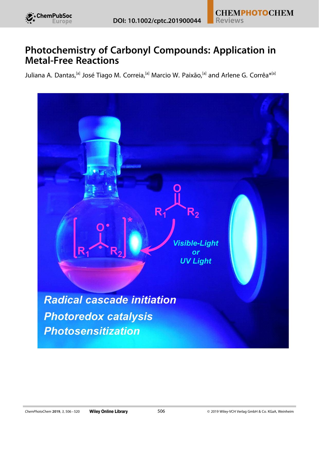 Photochemistry of Carbonyl Compounds: Application in MetalâFree Reactions by Unknown