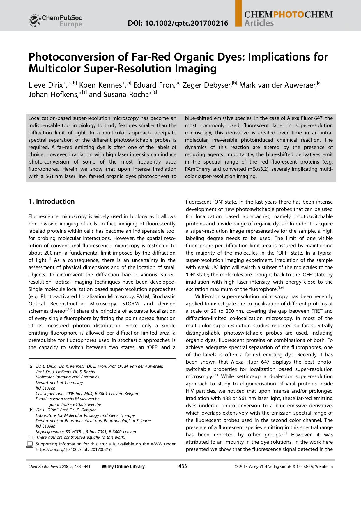 Photoconversion of FarâRed Organic Dyes: Implications for Multicolor SuperâResolution Imaging by Unknown