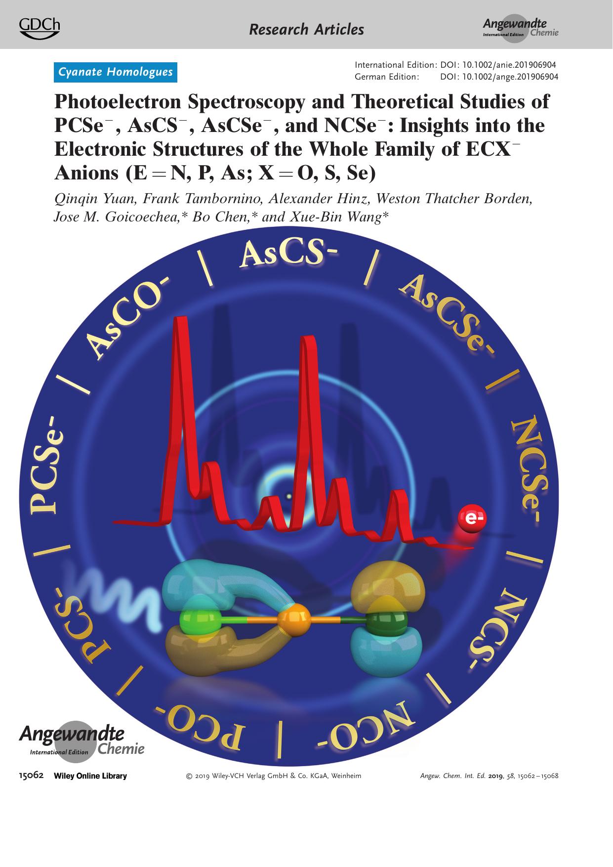 Photoelectron Spectroscopy and Theoretical Studies of PCSeâ, AsCSâ, AsCSeâ, and NCSeâ: Insights into the Electronic Structures of the Whole Family of ECXâ Anions (E=N, P, As; X=O, S, Se) by Unknown