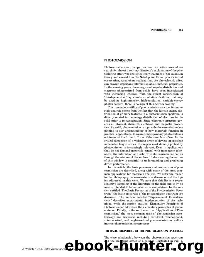 Photoemission". In: Wiley Encyclopedia of Electrical and Electronics Engineering by Unknown