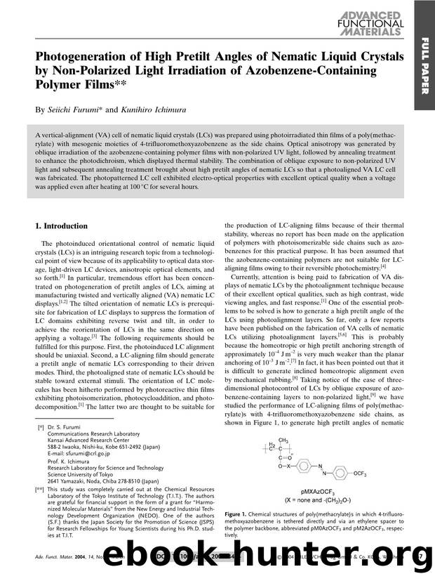 Photogeneration of High Pretilt Angles of Nematic Liquid Crystals by Non-Polarized Light Irradiation of Azobenzene-Containing Polymer Films by Unknown