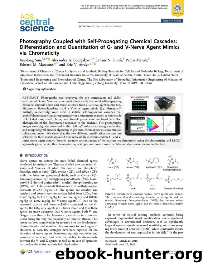 Photography Coupled with Self-Propagating Chemical Cascades: Differentiation and Quantitation of G- and VâNerve Agent Mimics via Chromaticity by unknow