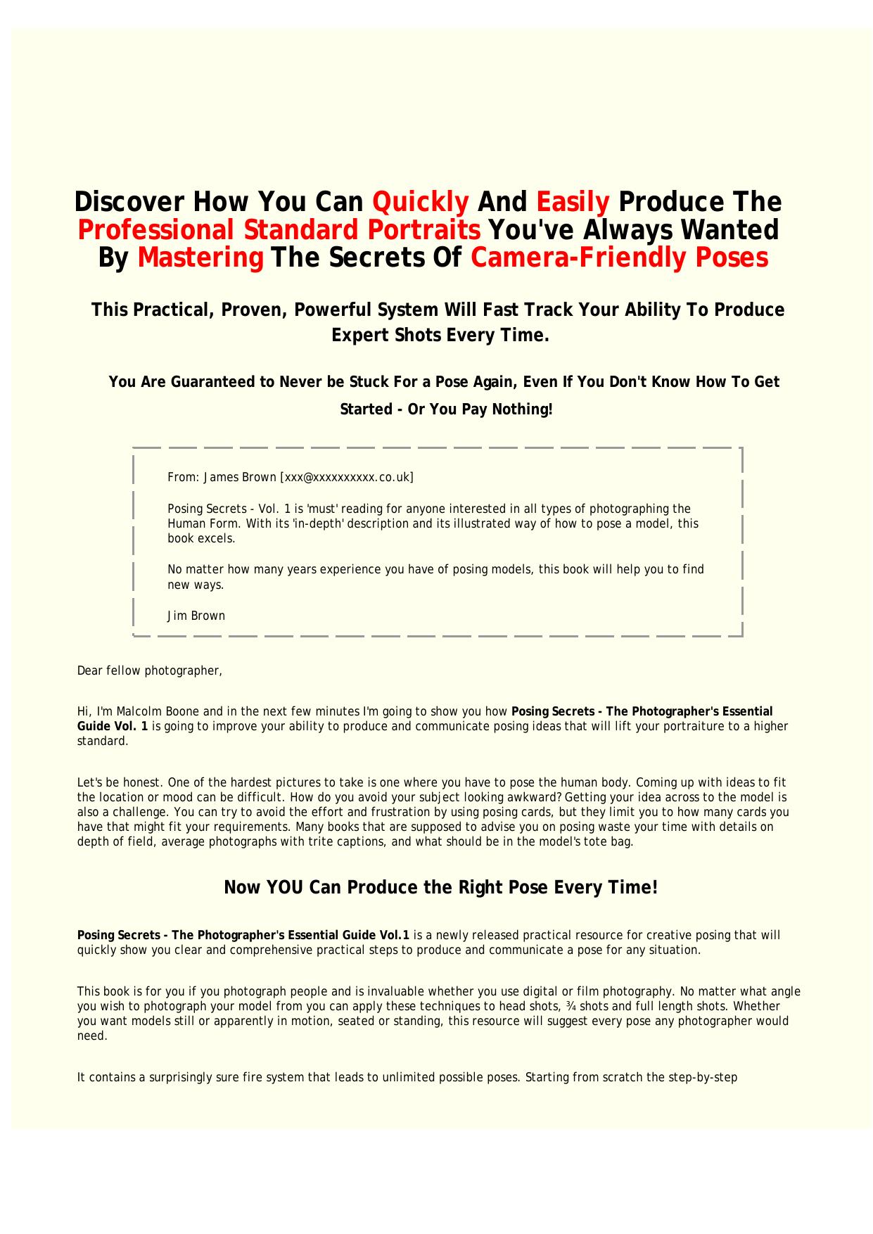 Photography Posing Secrets. by Best of Kuszter's Collection