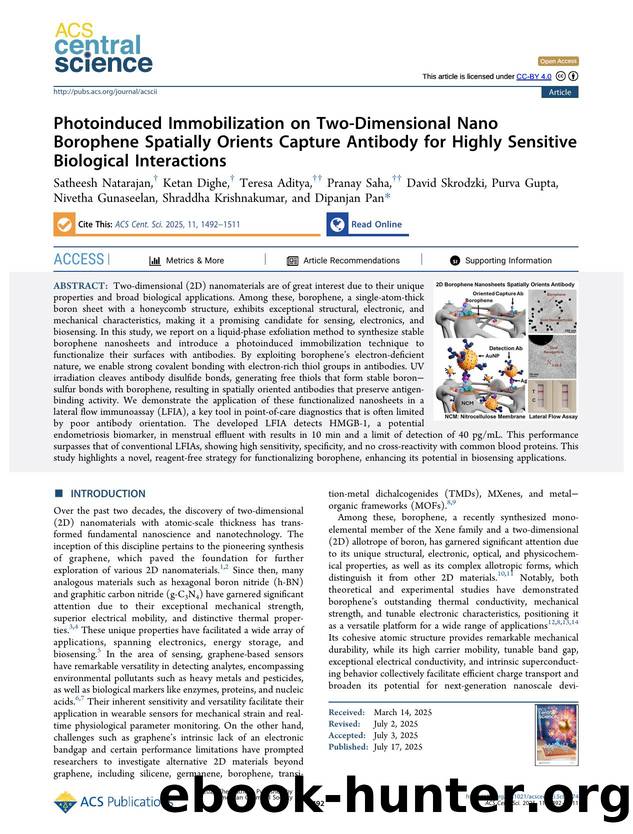 Photoinduced Immobilization on Two-Dimensional Nano Borophene Spatially Orients Capture Antibody for Highly Sensitive Biological Interactions by unknow