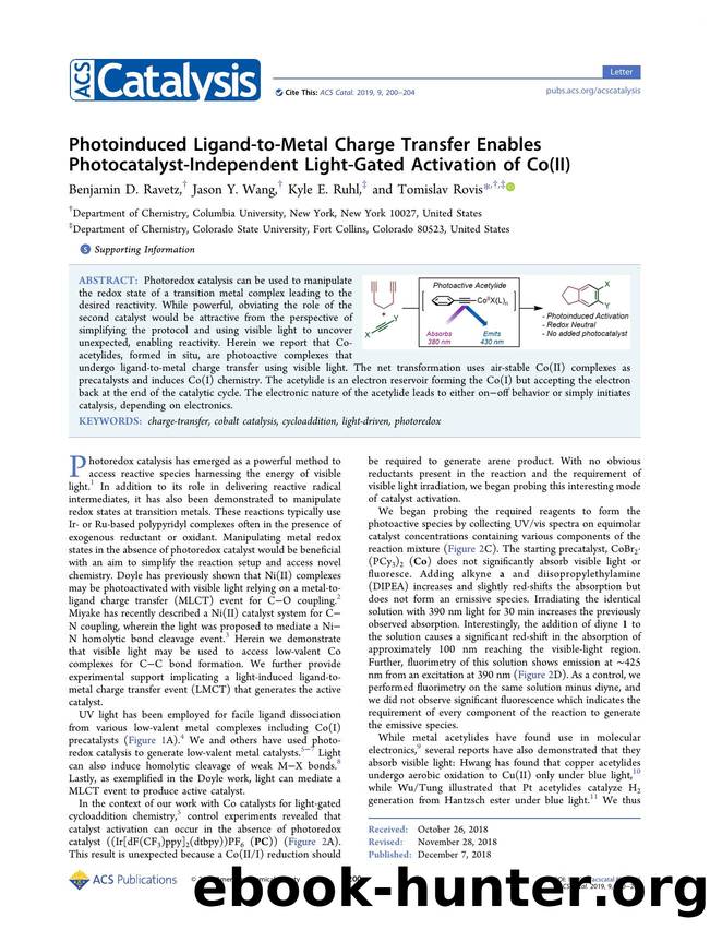 Photoinduced Ligand-to-Metal Charge Transfer Enables Photocatalyst-Independent Light-Gated Activation of Co(II) by Benjamin D. Ravetz Jason Y. Wang Kyle E. Ruhl and Tomislav Rovis