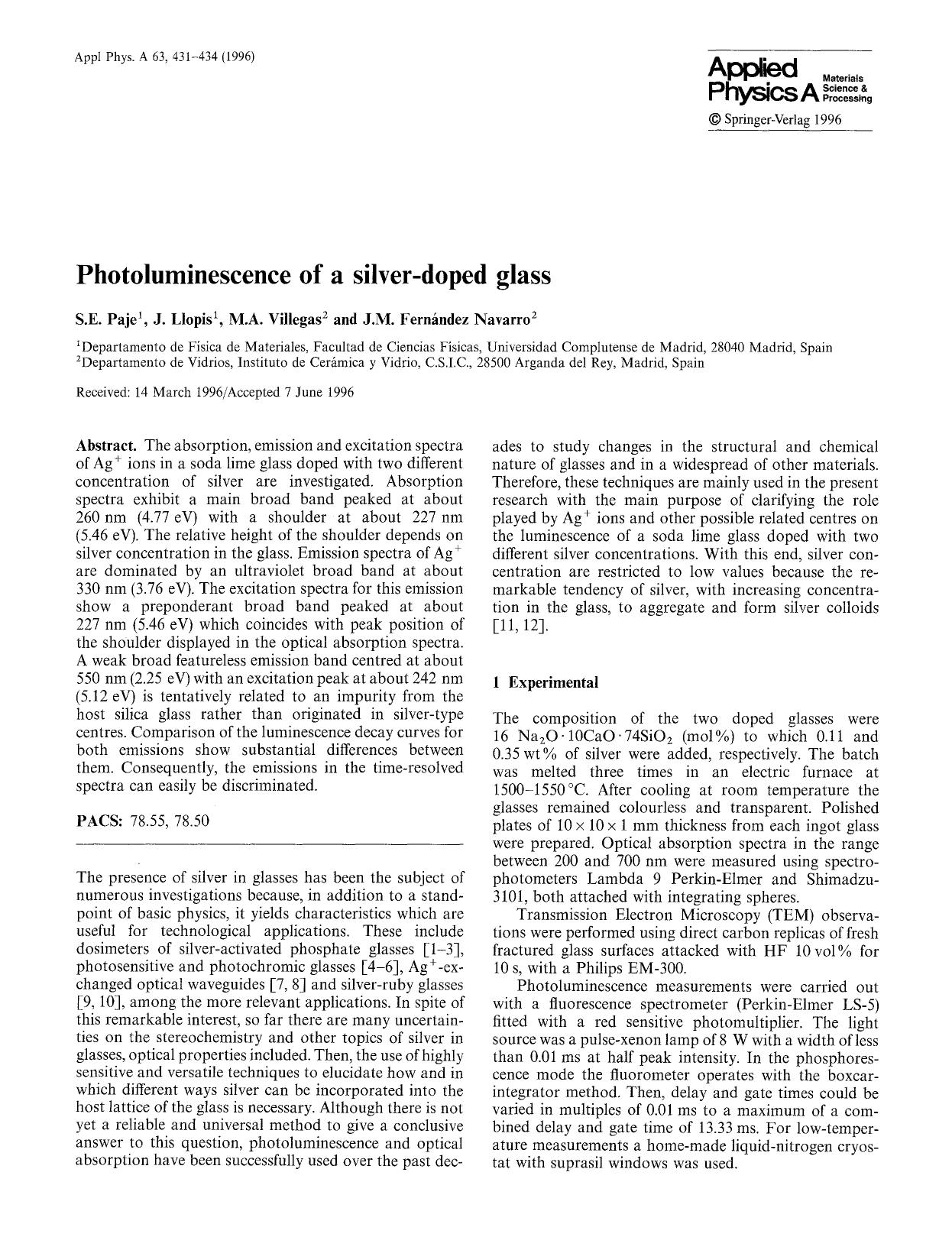 Photoluminescence of a silver-doped glass by Unknown