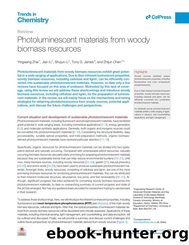 Photoluminescent materials from woody biomass resources by Yingxiang Zhai & Jian Li & Shujun Li & Tony D. James & Zhijun Chen