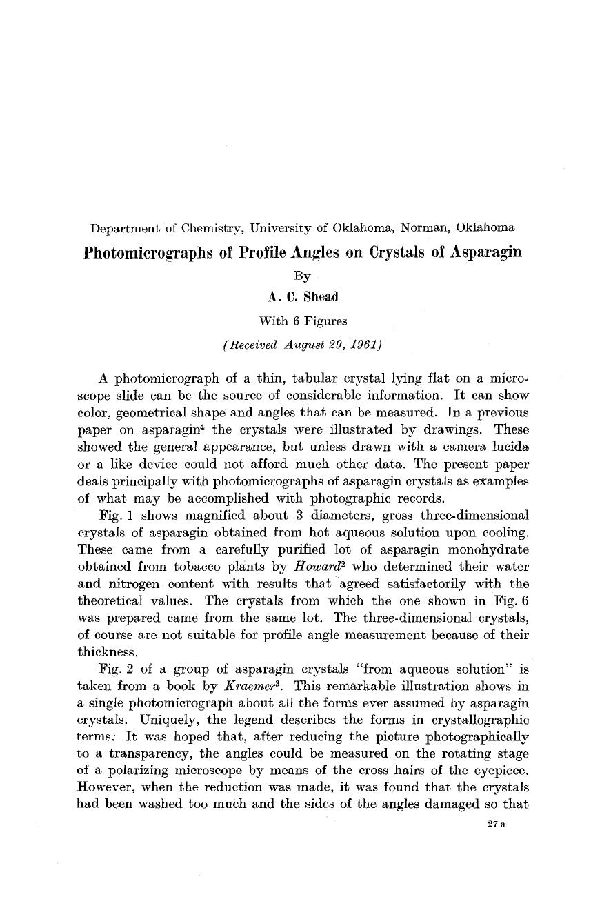 Photomicrographs of profile angles on crystals of asparagin by Unknown