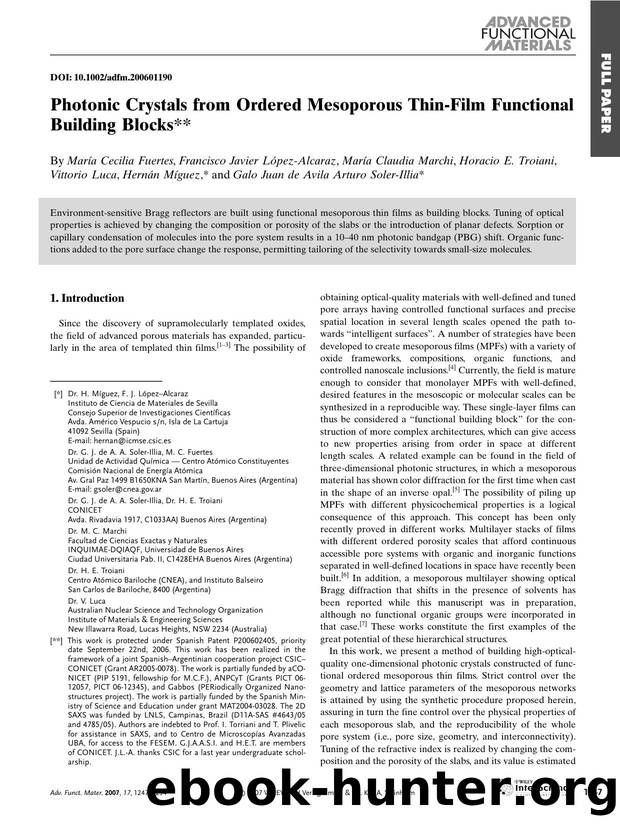 Photonic Crystals from Ordered Mesoporous Thin-Film Functional Building Blocks by Unknown