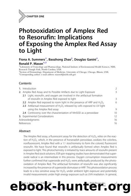Photooxidation of Amplex Red to Resorufin: Implications of Exposing the Amplex Red Assay to Light by Fiona A. Summers & Baozhong Zhao & Douglas Ganini & Ronald P. Mason