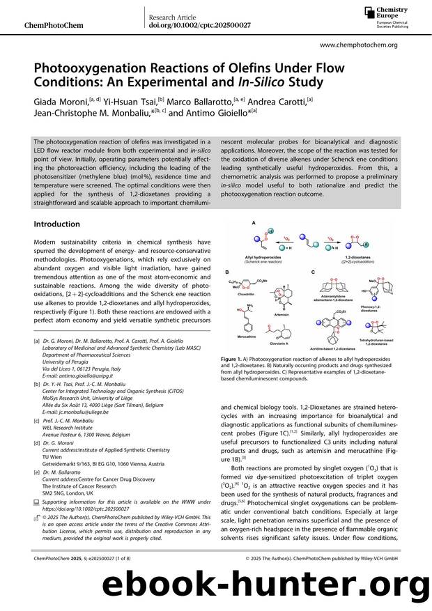 Photooxygenation Reactions of Olefins Under Flow Conditions: An Experimental and InâSilico Study by unknow