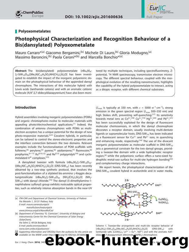 Photophysical Characterization and Recognition Behaviour of a Bis(dansylated) Polyoxometalate by Unknown
