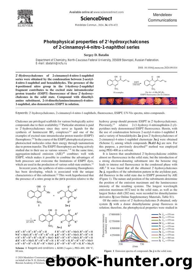 Photophysical properties of 2â-hydroxychalcones of 2-cinnamoyl-4-nitro-1-naphthol series by Sergey D. Batalin
