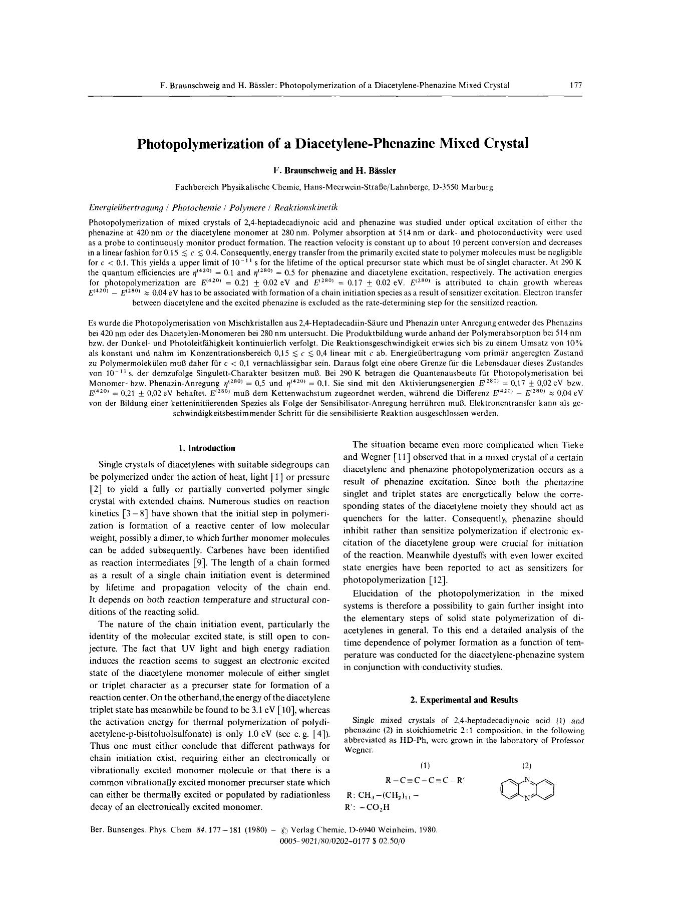 Photopolymerization of a Diacetylene-Phenazine Mixed Crystal by Unknown