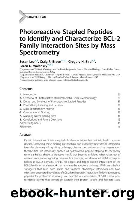 Photoreactive Stapled Peptides to Identify and Characterize BCL-2 Family Interaction Sites by Mass Spectrometry by Susan Lee & Craig R. Braun & Gregory H. Bird & Loren D. Walensky