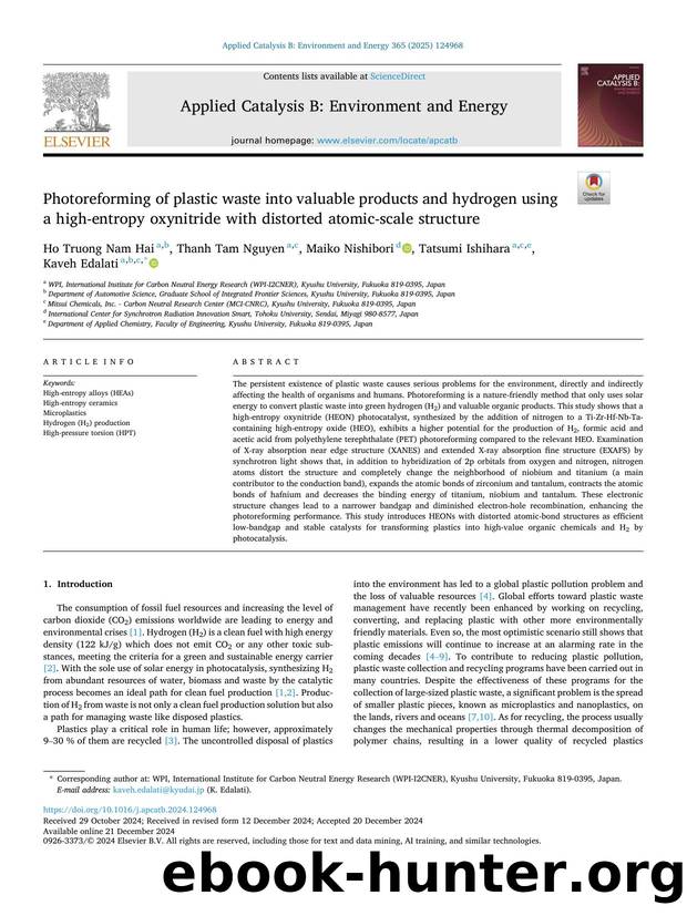 Photoreforming of plastic waste into valuable products and hydrogen using a high-entropy oxynitride with distorted atomic-scale structure by Ho Truong Nam Hai