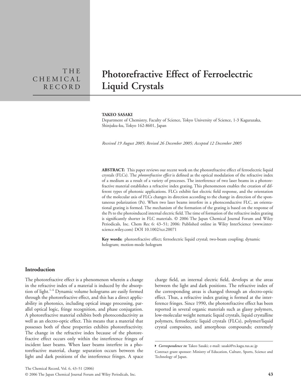 Photorefractive effect of ferroelectric liquid crystals by m60