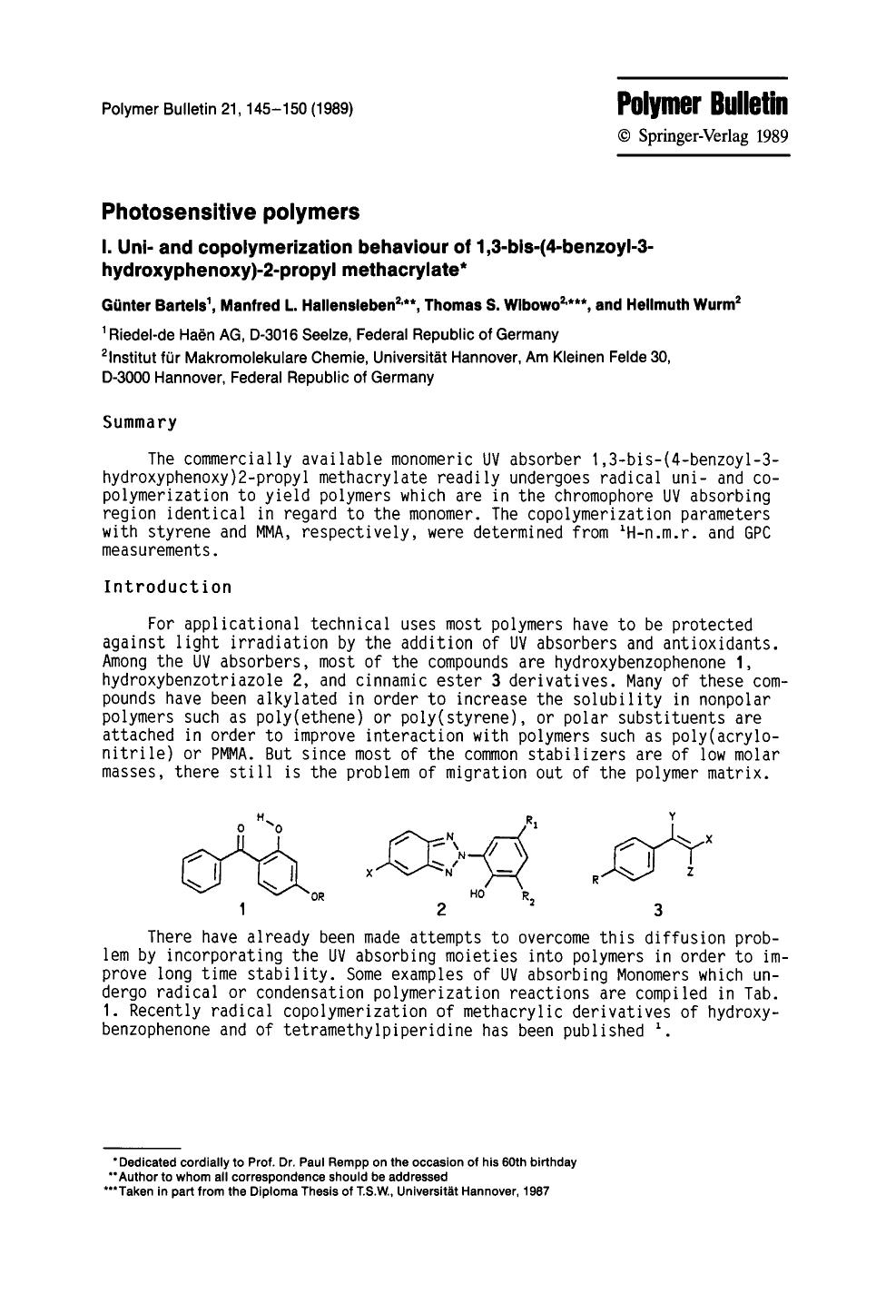 Photosensitive polymers by Unknown