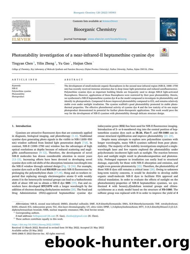 Photostability investigation of a near-infrared-II heptamethine cyanine dye by Tingyan Chen & Yilin Zheng & Yu Gao & Haijun Chen