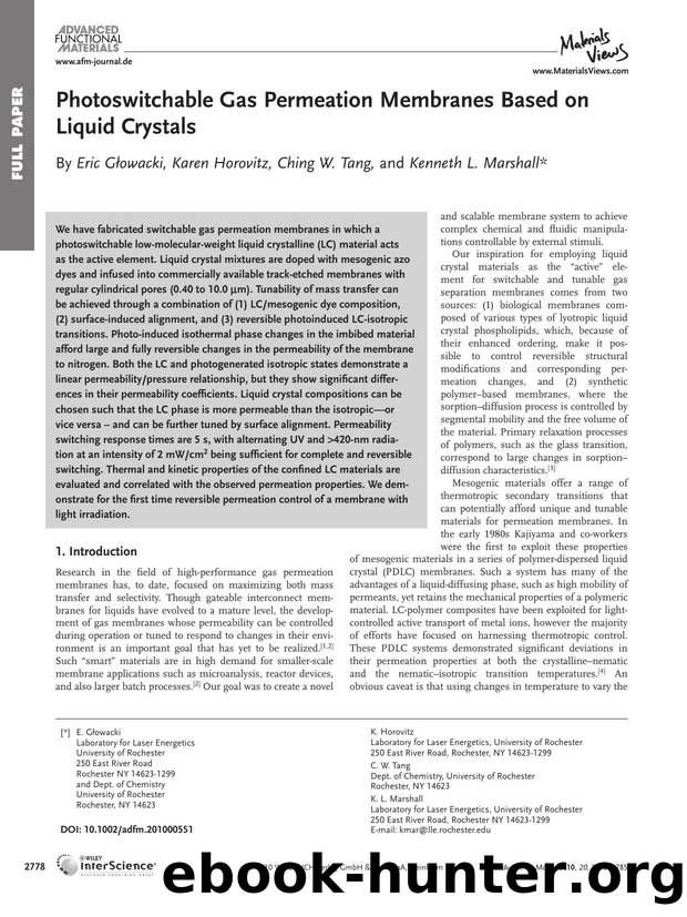 Photoswitchable Gas Permeation Membranes Based on Liquid Crystals by wcu