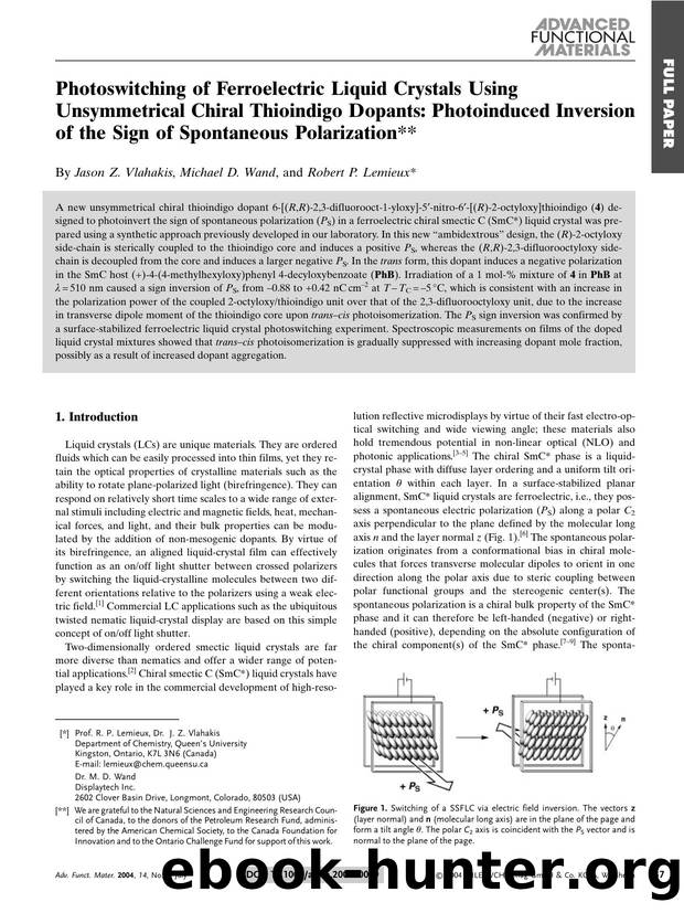 Photoswitching of Ferroelectric Liquid Crystals Using Unsymmetrical Chiral Thioindigo Dopants: Photoinduced Inversion of the Sign of Spontaneous Polarization by Unknown