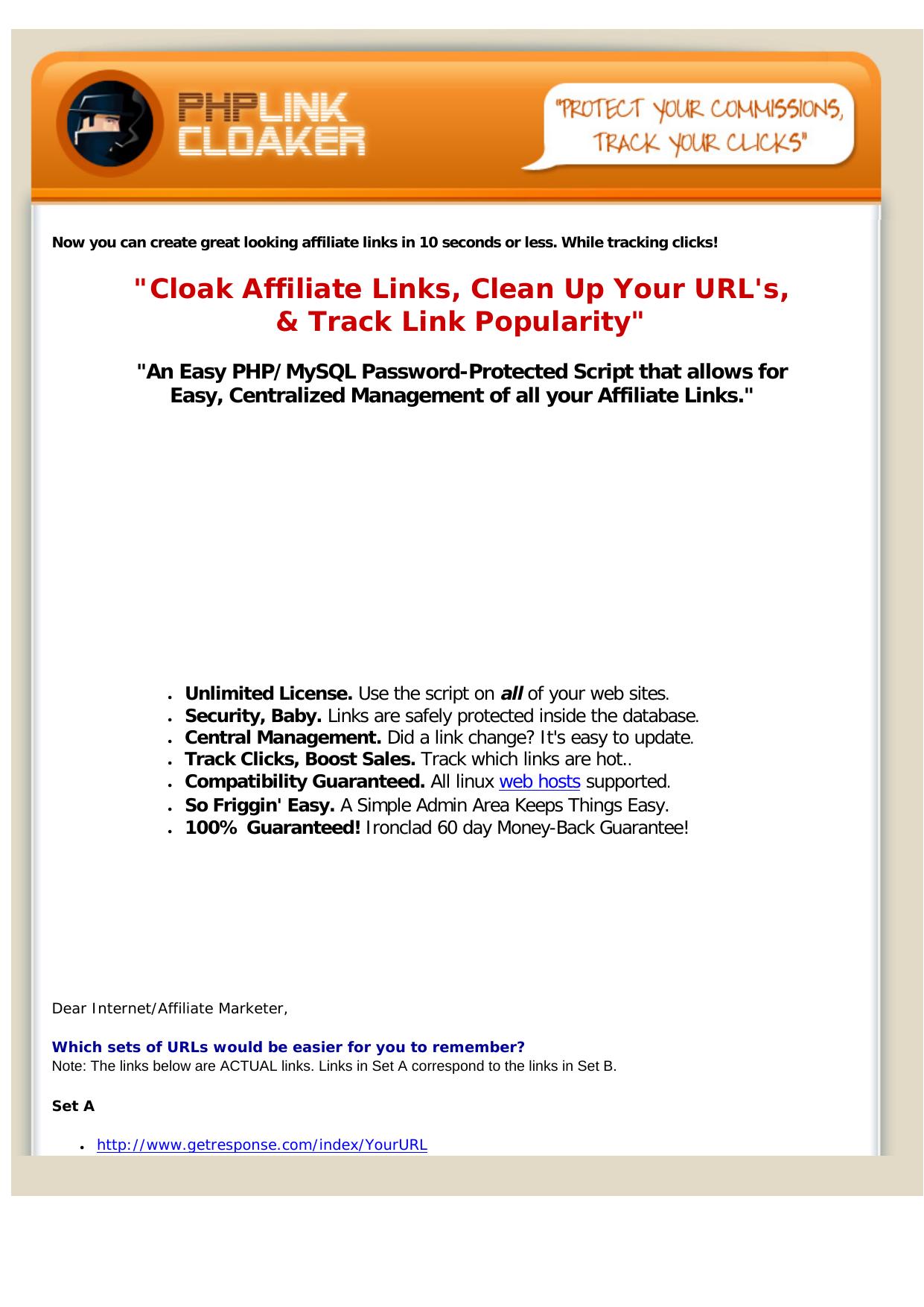 Php Link Cloaker- Hide Affiliate Links And Track Visitor Clicks. by Best of Kuszter's Collection