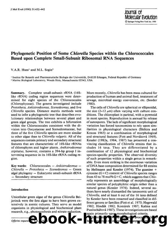 Phylogenetic position of some <Emphasis Type="Italic">Chlorella <Emphasis> species within the chlorococcales based upon complete small-subunit ribosomal RNA sequences by Unknown