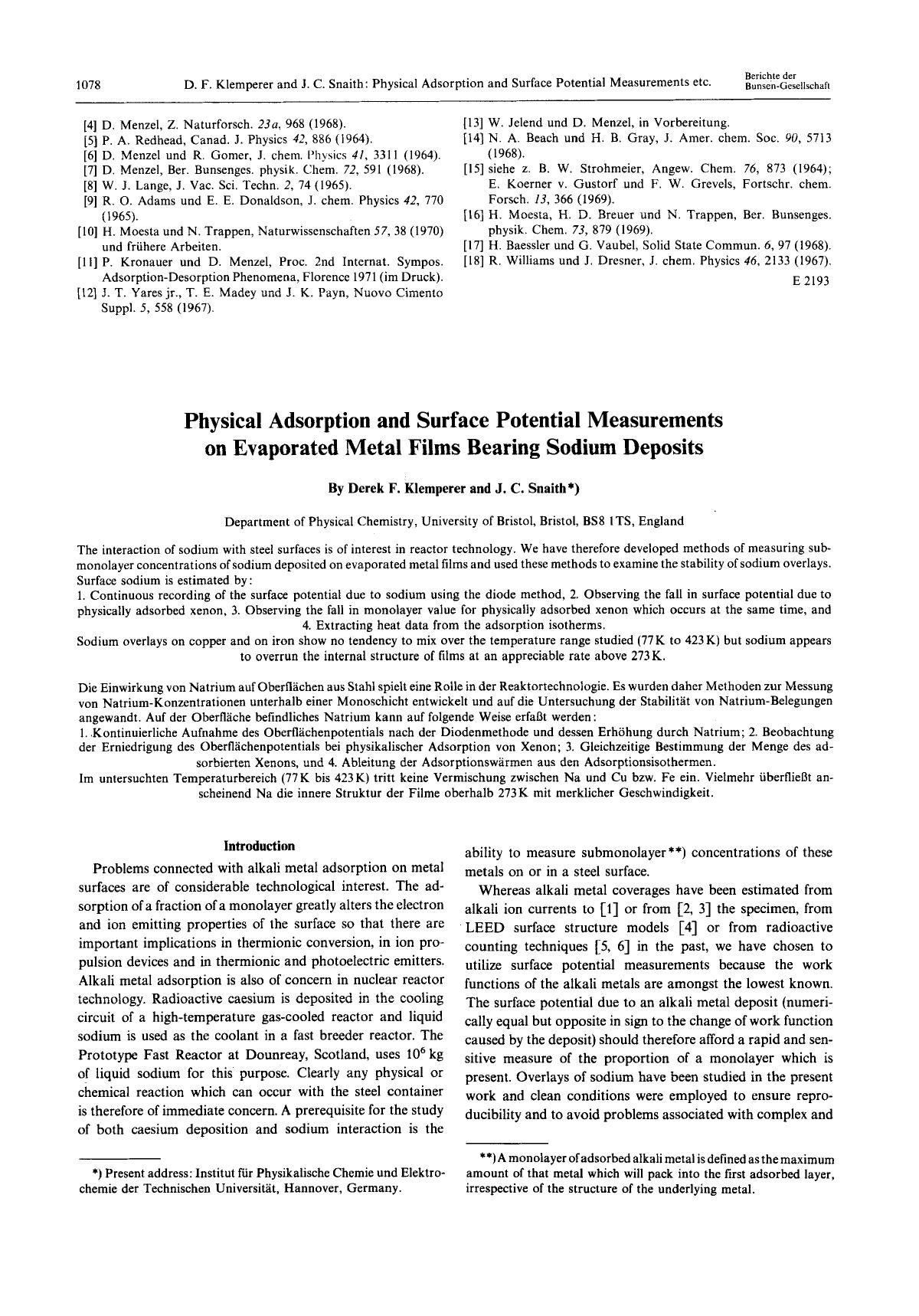 Physical Adsorption and Surface Potential Measurements on Evaporated Metal Films Bearing Sodium Deposits by Unknown