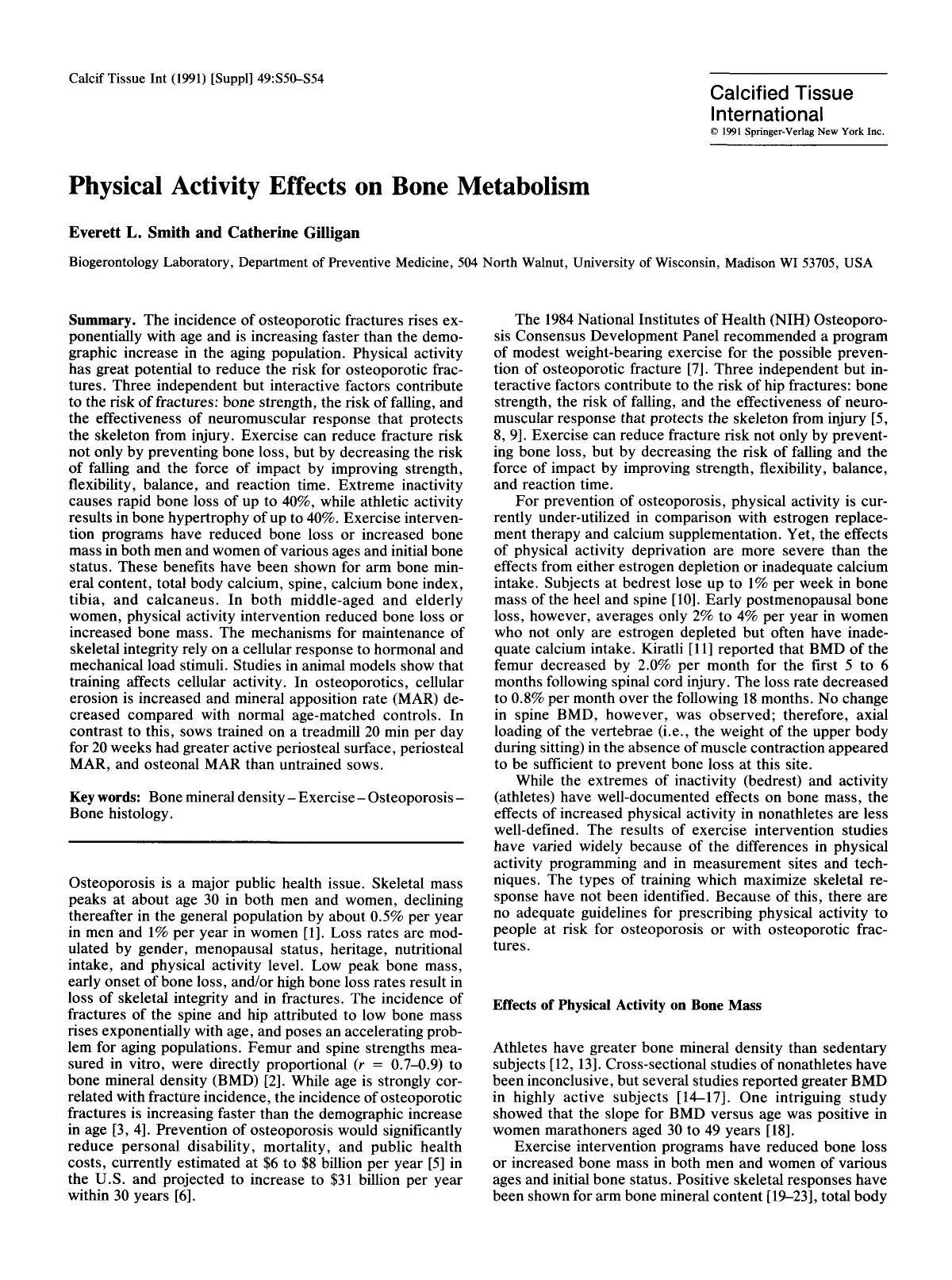 Physical activity effects on bone metabolism by Unknown