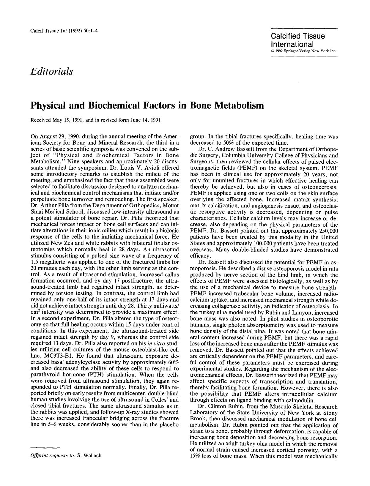 Physical and biochemical factors in bone metabolism by Unknown