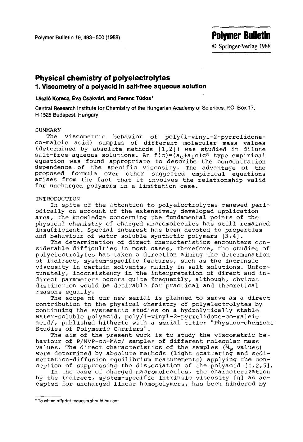 Physical chemistry of polyelectrolytes by Unknown