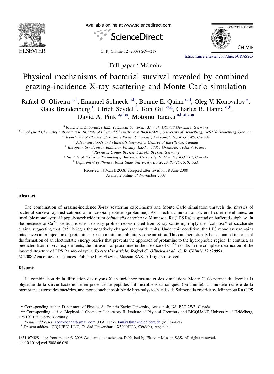 Physical mechanisms of bacterial survival revealed by combined grazing-incidence X-ray scattering and Monte Carlo simulation by unknow