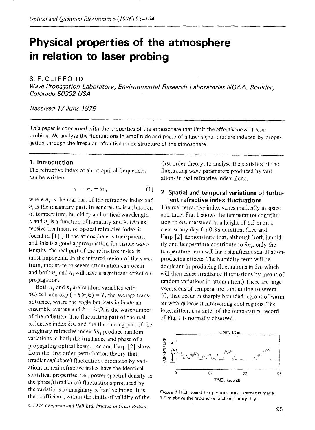 Physical properties of the atmosphere in relation to laser probing by Unknown
