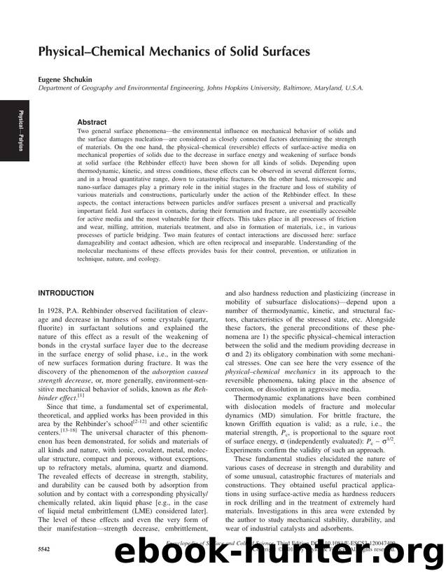 PhysicalâChemical Mechanics of Solid Surfaces by Eugene Shchukin